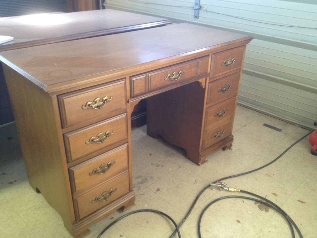 Striped Desk In Annie Sloan Chalk Paint Graphite And Old White