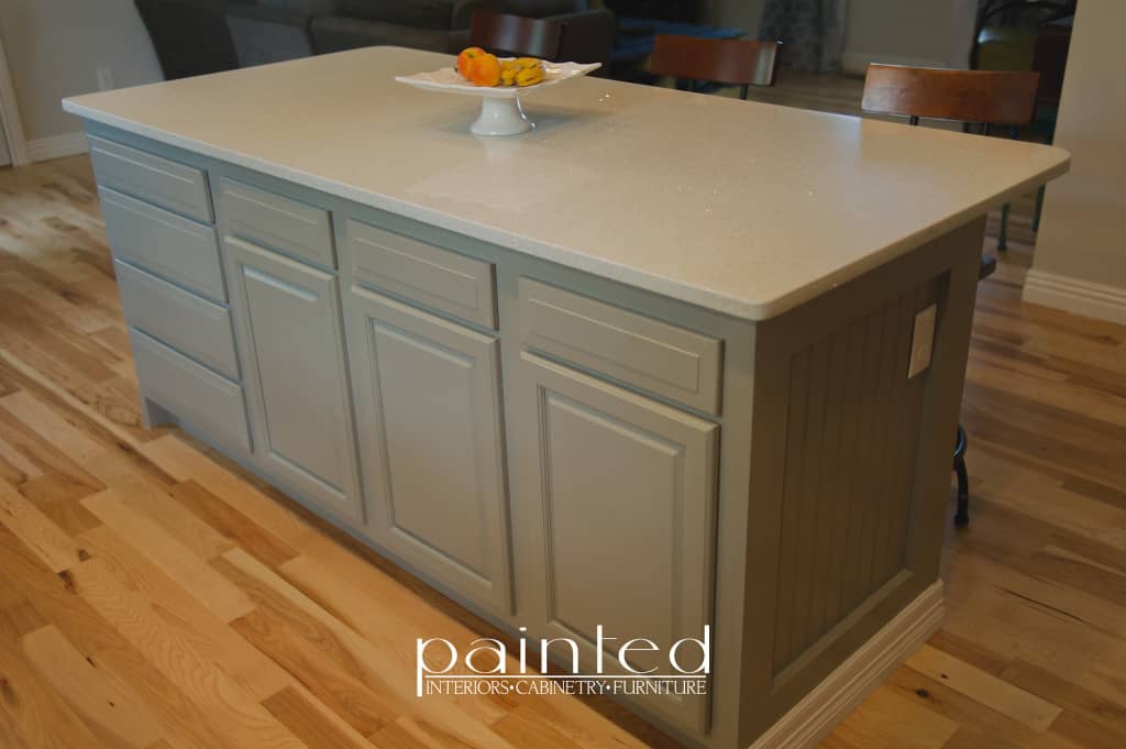 gray kitchen cabinets in Old Monterey Gray by Glidden