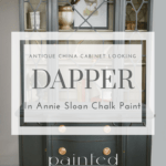 Check out this antique china cabinet transformation. It went from dark Mahogany to looking mighty dapper using Annie Sloan Chalk Paint. Click to learn more about the colors and techniques I used to create this traditional look!
