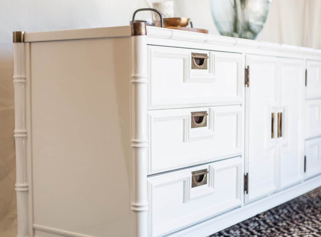 Vintage Stanley faux bamboo dresser in high gloss White Dove