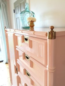 Stanley Faux Bamboo Tallboy painted in a perfect shade of peach!