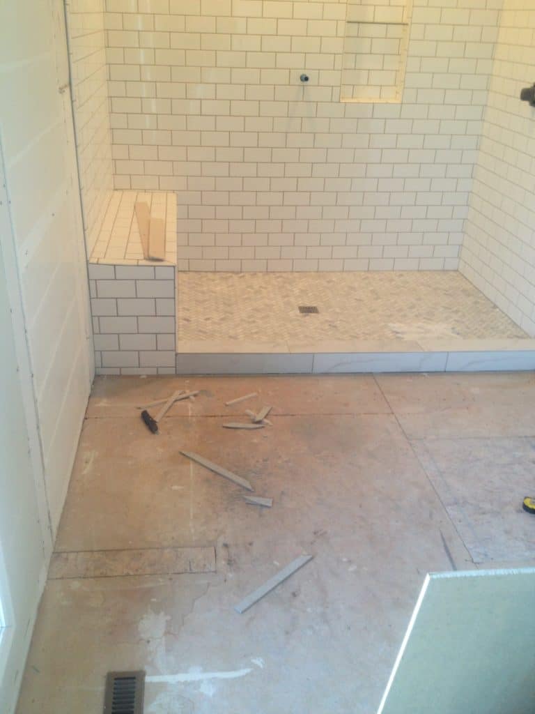 tiling bathroom floor