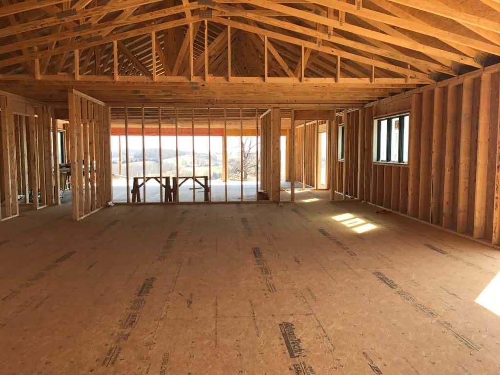 Interior framing in new home construction