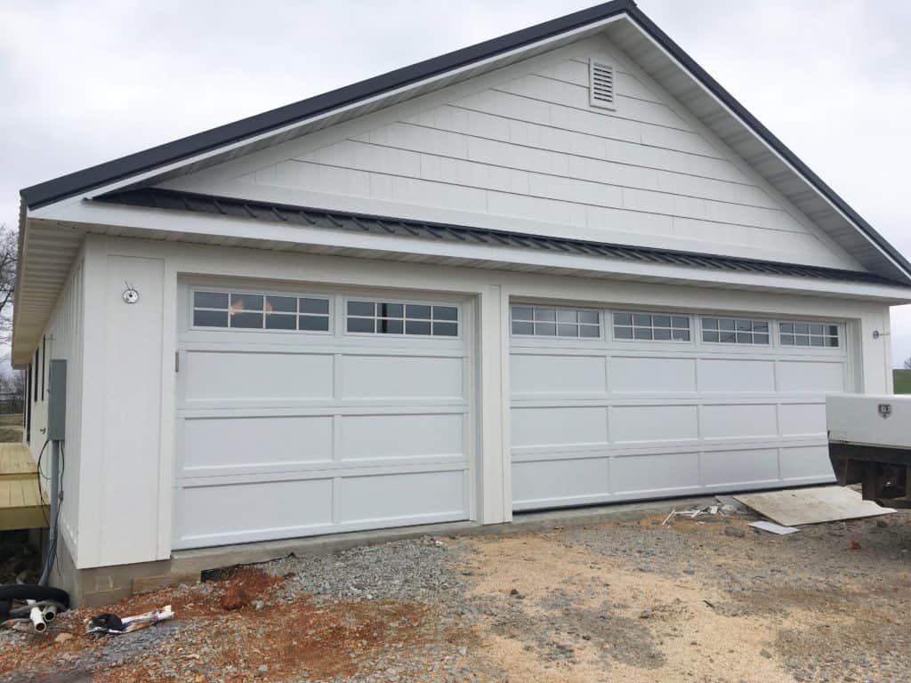 Modern farmhouse style garage doors.