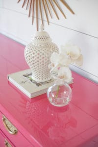 Century dresser lacquered in hot pink