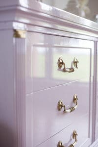 Beautiful dresser in high gloss lavender. So chic for a nursery!