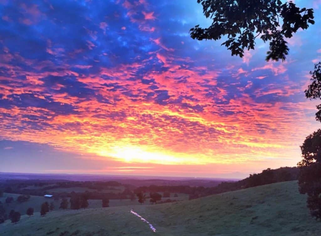 Gorgeous Arkansas sunset over the Ozark Mountains. 