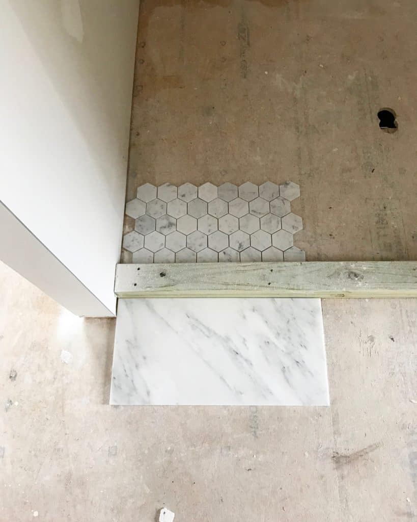 Marble tile selections for the master bathroom.