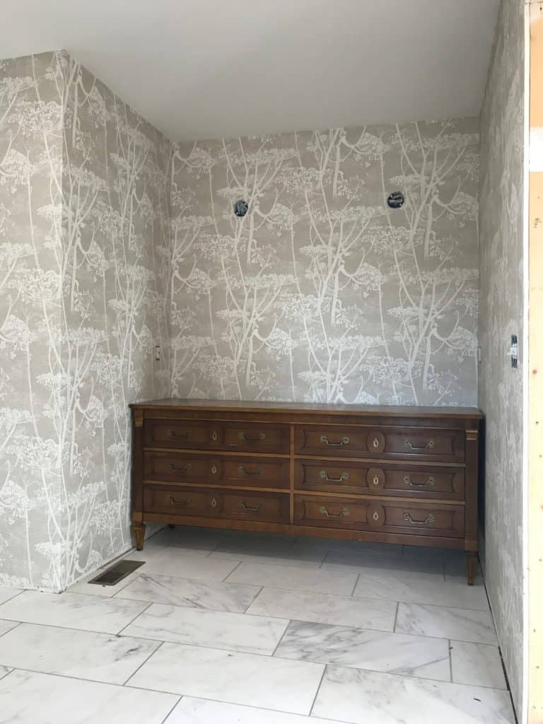 Converting a dresser into a bathroom vanity.