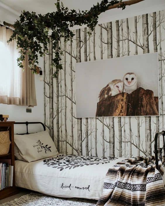 Birch tree wallpaper. Room by Sophie Vine