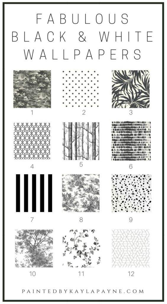 Round Up of 12 Fabulous Black and White Wallpapers that will add style and class to any room in your home!