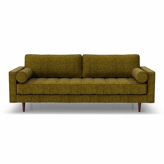 Mid century modern style sofa in olive green