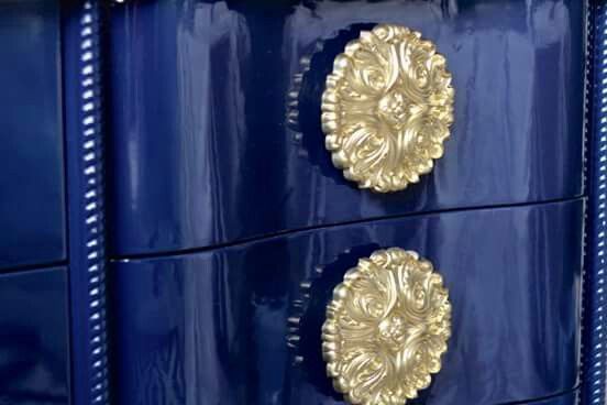 High gloss navy dresser in Fine Paints of Europe Hollandlac Brilliant