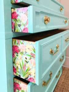 Quick and easy paper application for furniture. Turn your furniture into a bold statement piece by following this easy tutorial!