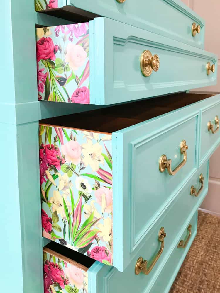 Lining Furniture Drawers with Pretty Paper