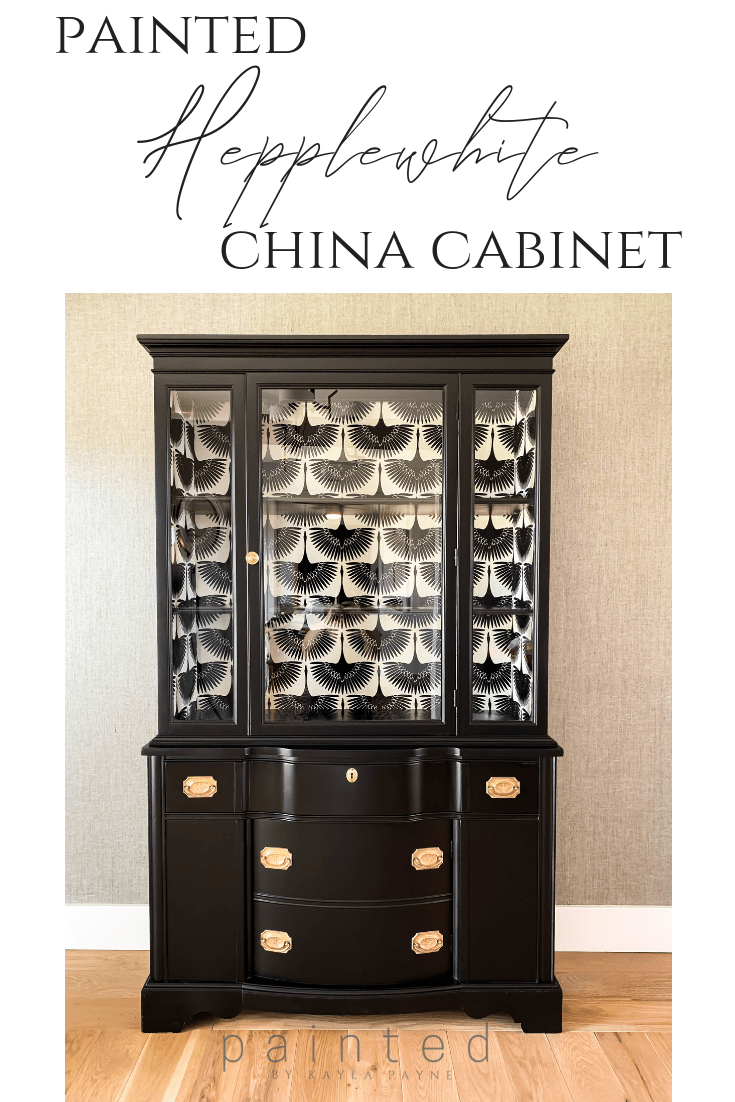 Black painted China Cabinet. Before and after china cabinet makeover