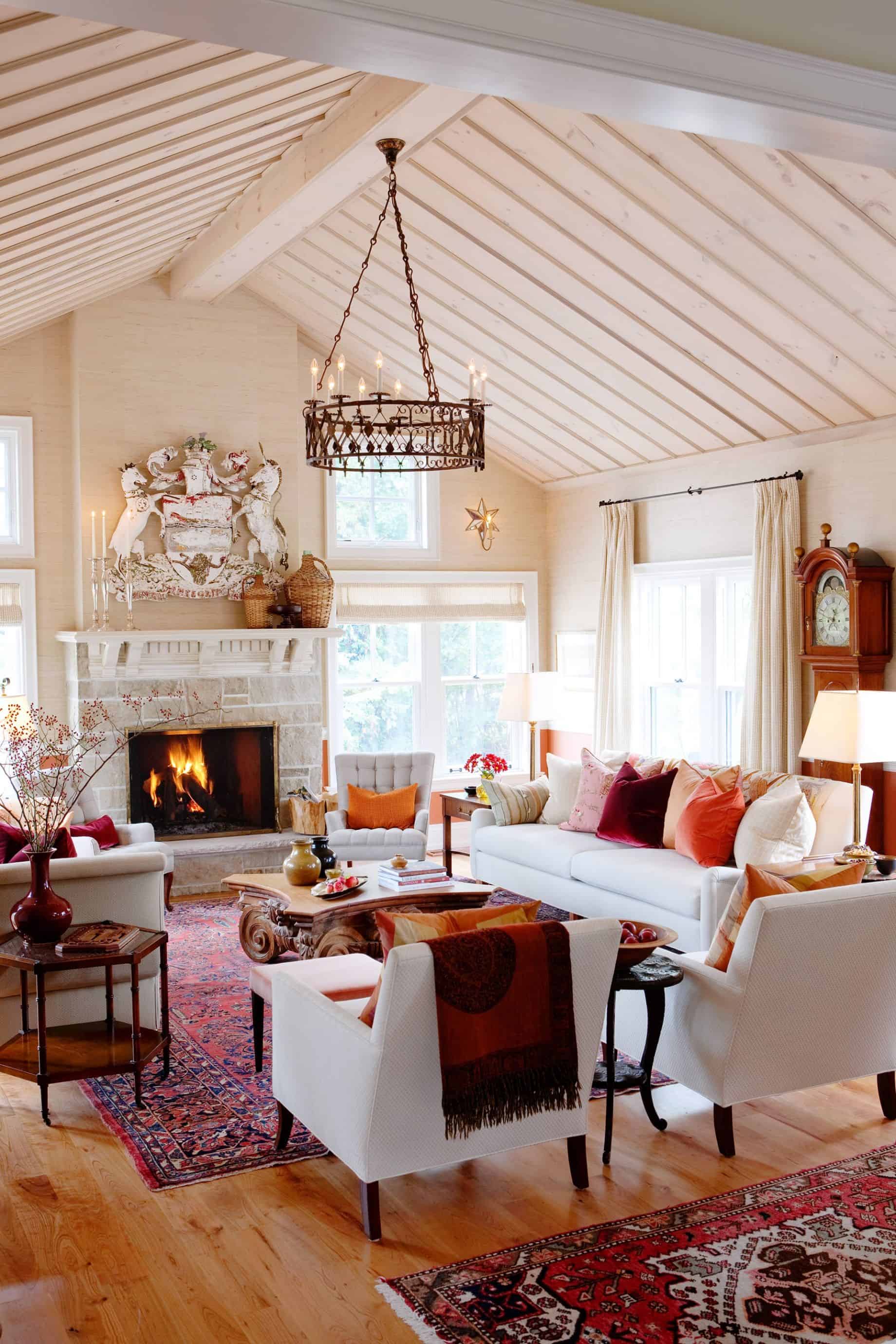 Sarah Richardson designed living room, sarah's house, luxurious living room, vintage rug inspiration