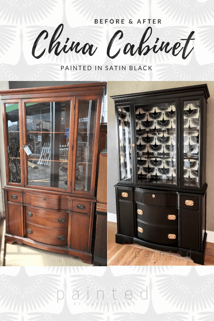 The best satin black paint for furniture and more! Black painted china cabinet before and after.