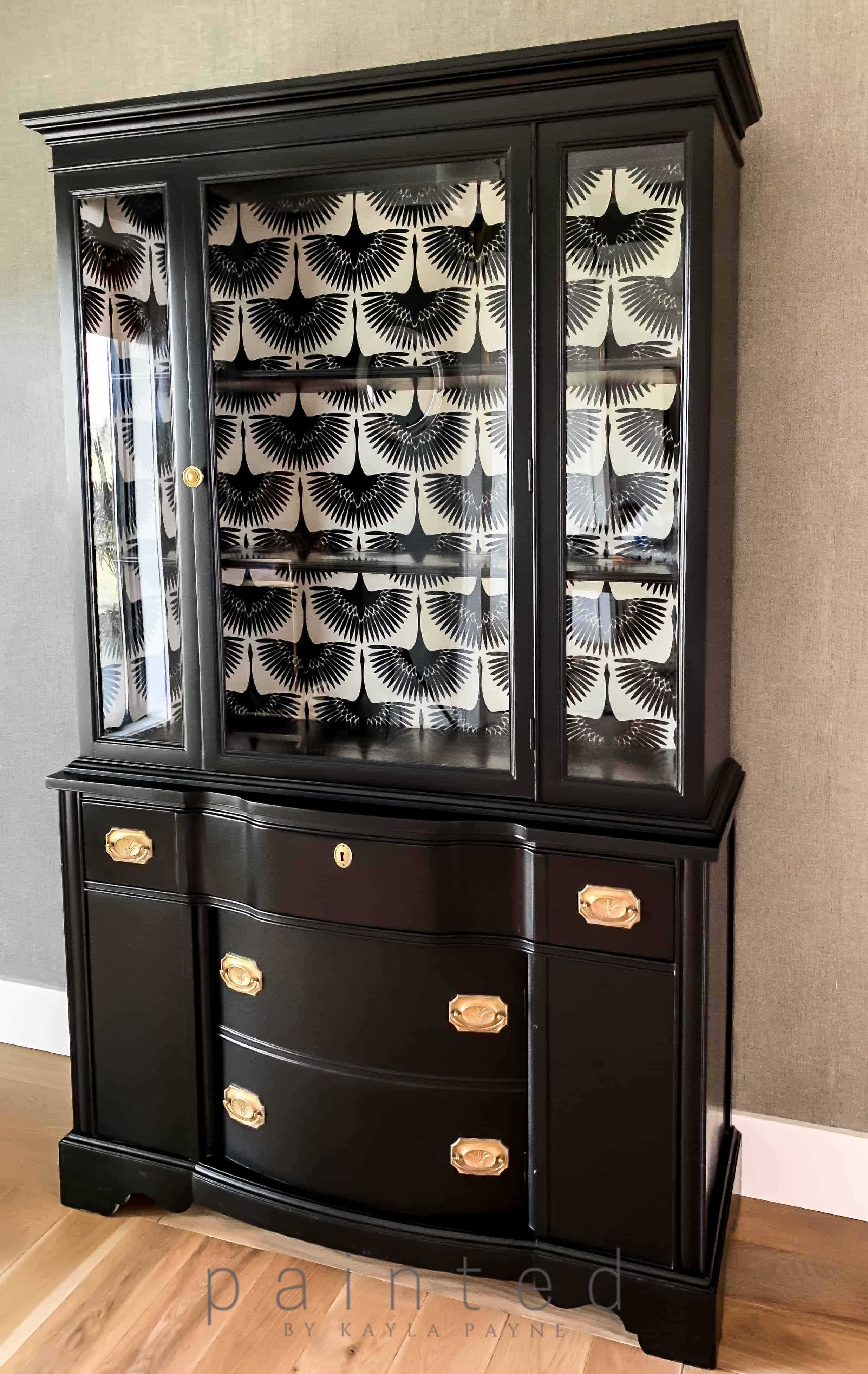 Black Painted China Cabinet - Painted by Kayla Payne