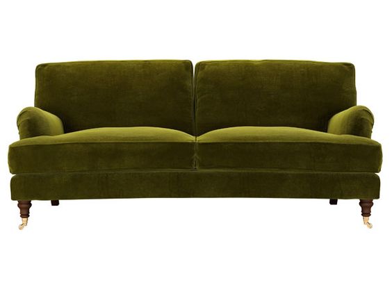 velvet sofa, velvet couch, green couch, green sofa, olive sofa, green loveseat