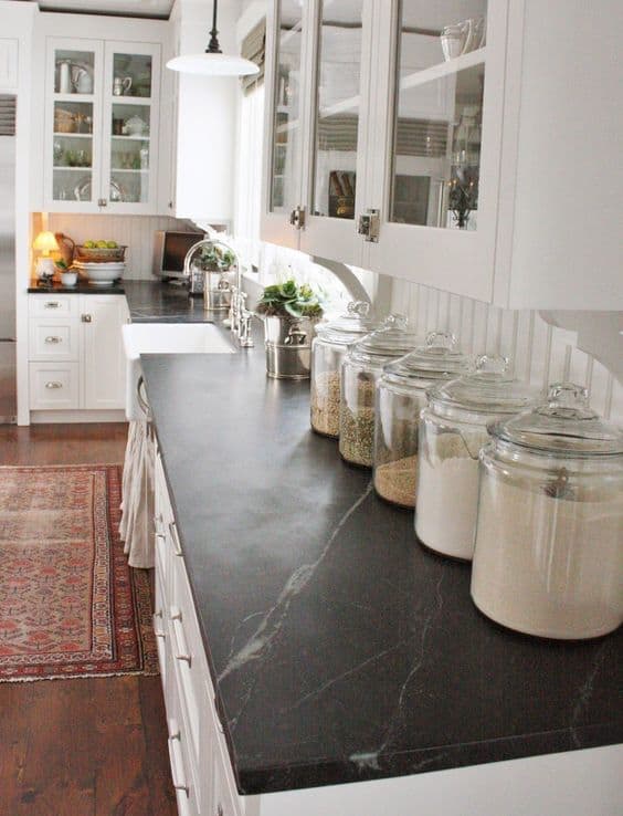 glass kitchen canisters. best glass container for flour. for the love of a house kitchen. farmhouse kitchen decor ideas