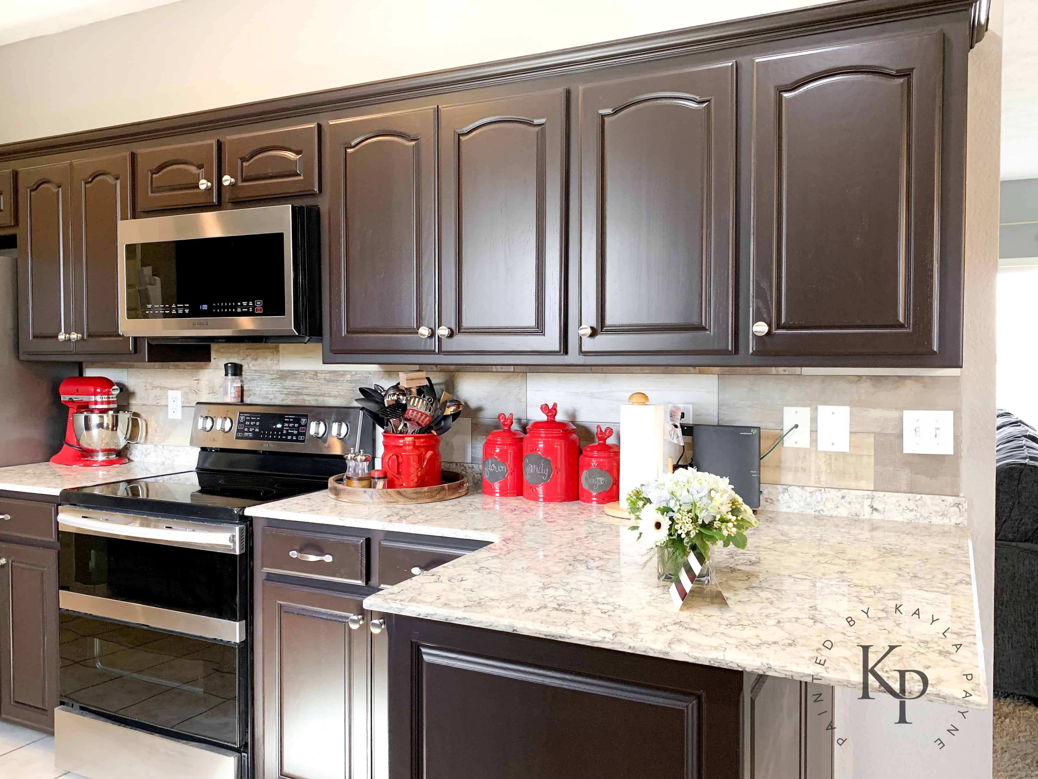 chocolate brown painted kitchen cabinets