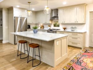 Review Pewter kitchen cabinets.