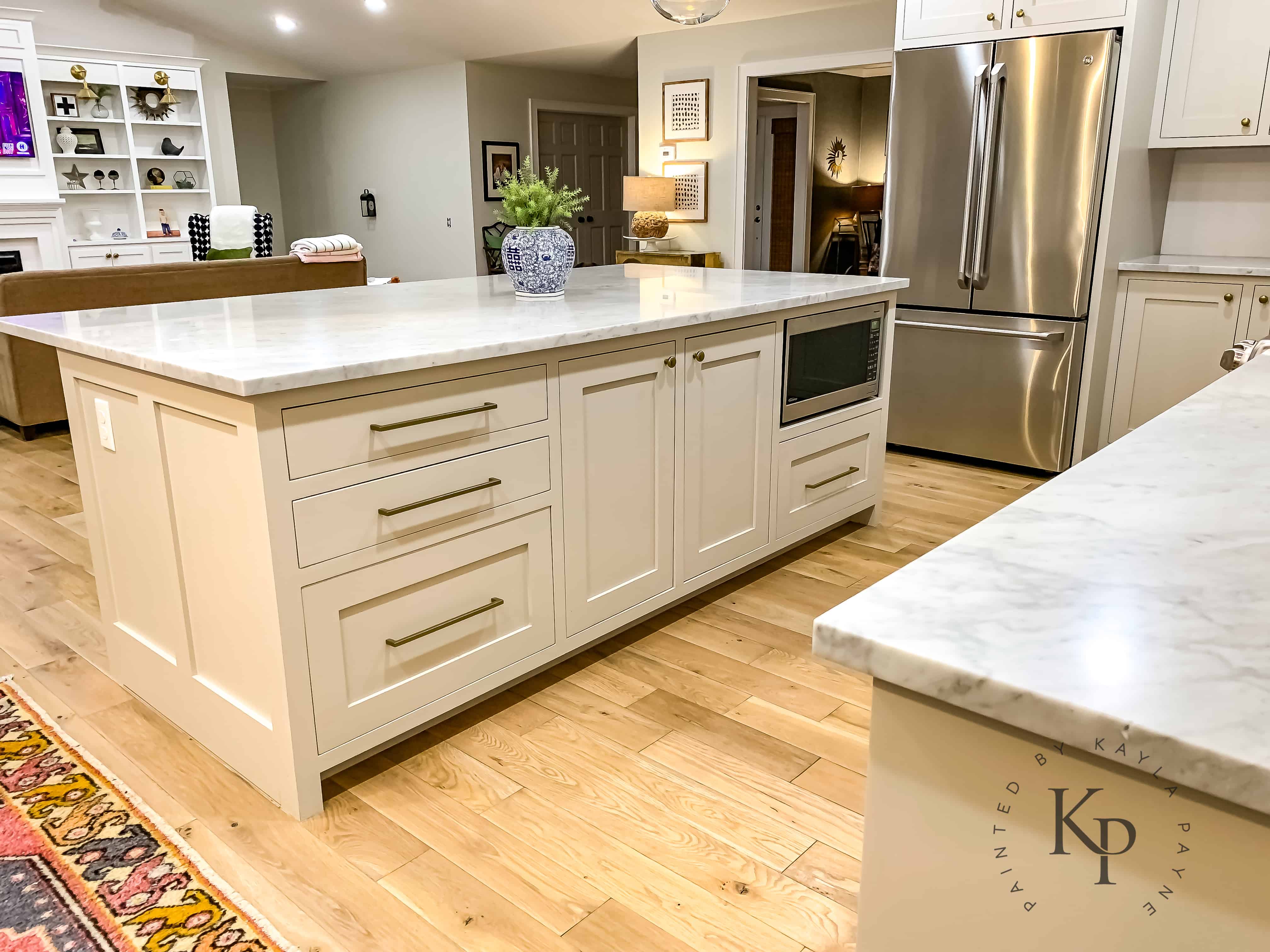 Large Kitchen Island with marble countertop