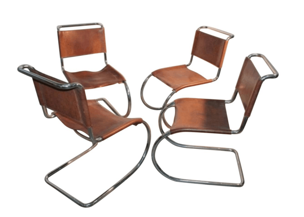 cognac leather and chrome cantilever dining chairs 1st dibs