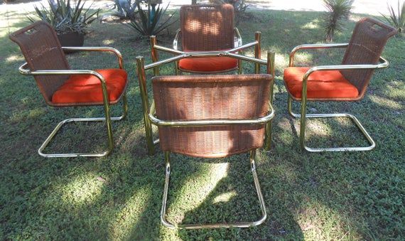 Vintage chromecraft cantilever dining chairs 