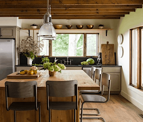 Lauren Liess Designs, cantilever chairs around kitchen island