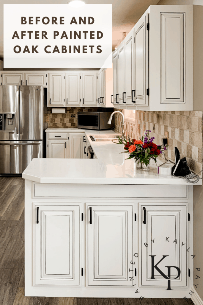 Before and After Painted Oak Cabinets! Sherwin Williams Neutral Ground Kitchen Cabinets