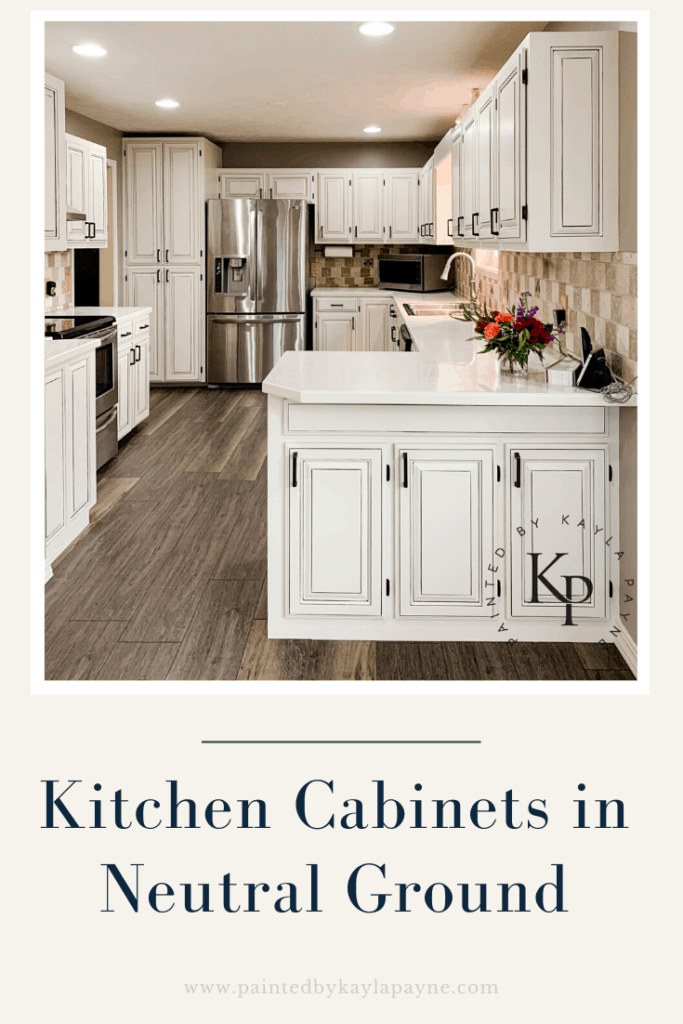 Old Oak cabinets painted in Sherwin Williams Neutral Ground