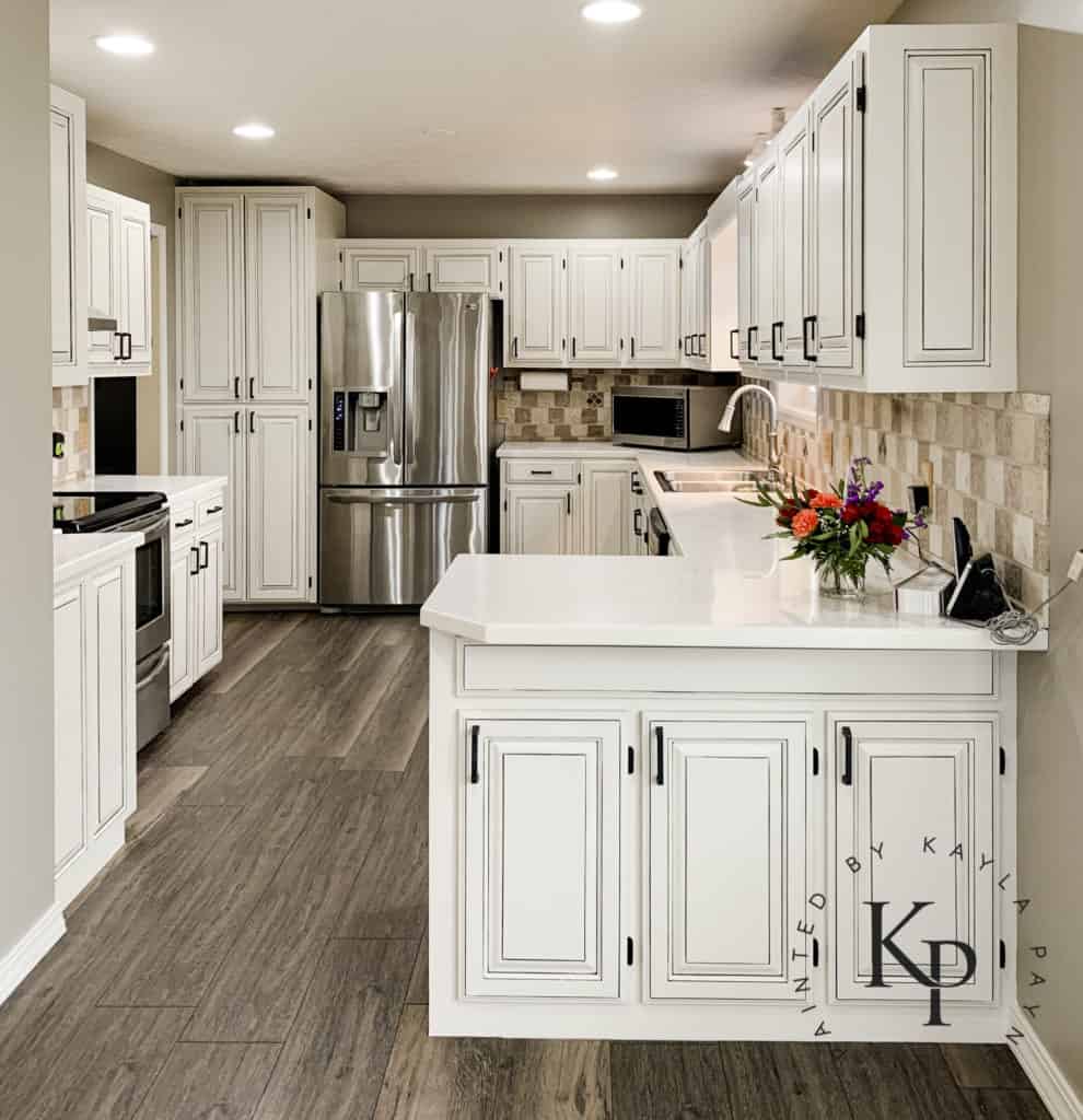 Wonderful white kitchen cabinets with gray glaze Kitchen Cabinets Painted In Neutral Ground By Kayla Payne