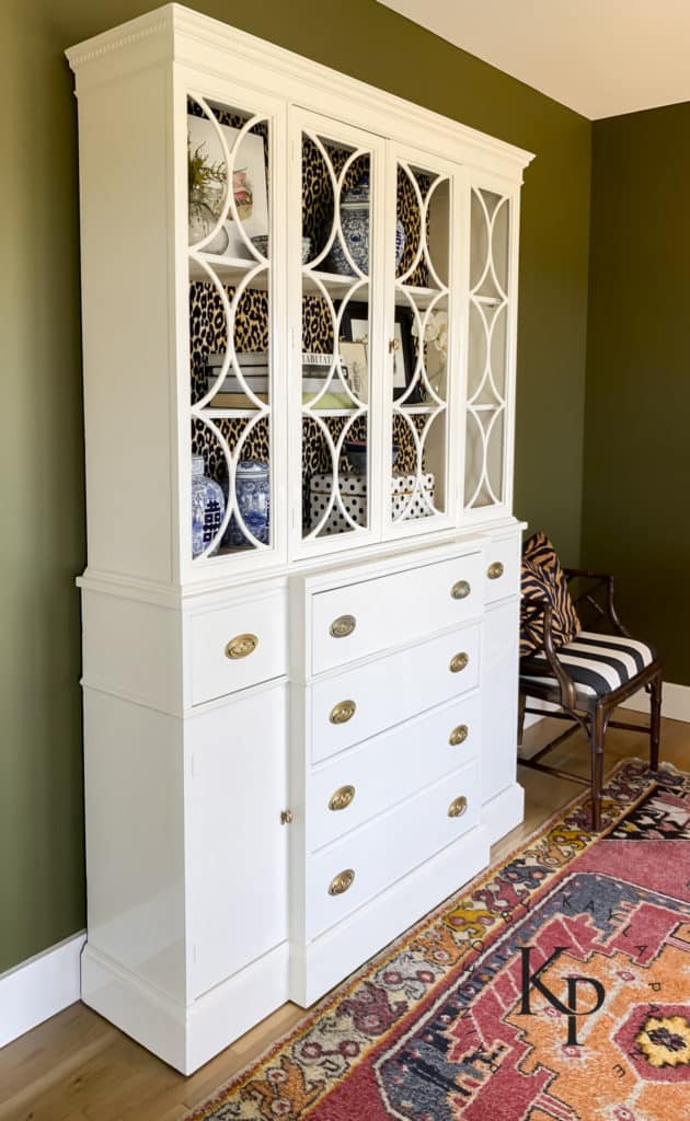 white painted china cabinet, brushed fine paints of europe, high gloss white furniture
