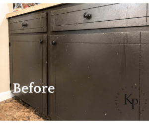 bad cabinet paint job, picture of bad cabinet paint, badly painted cabinets, how to fix a bad cabinet paint job