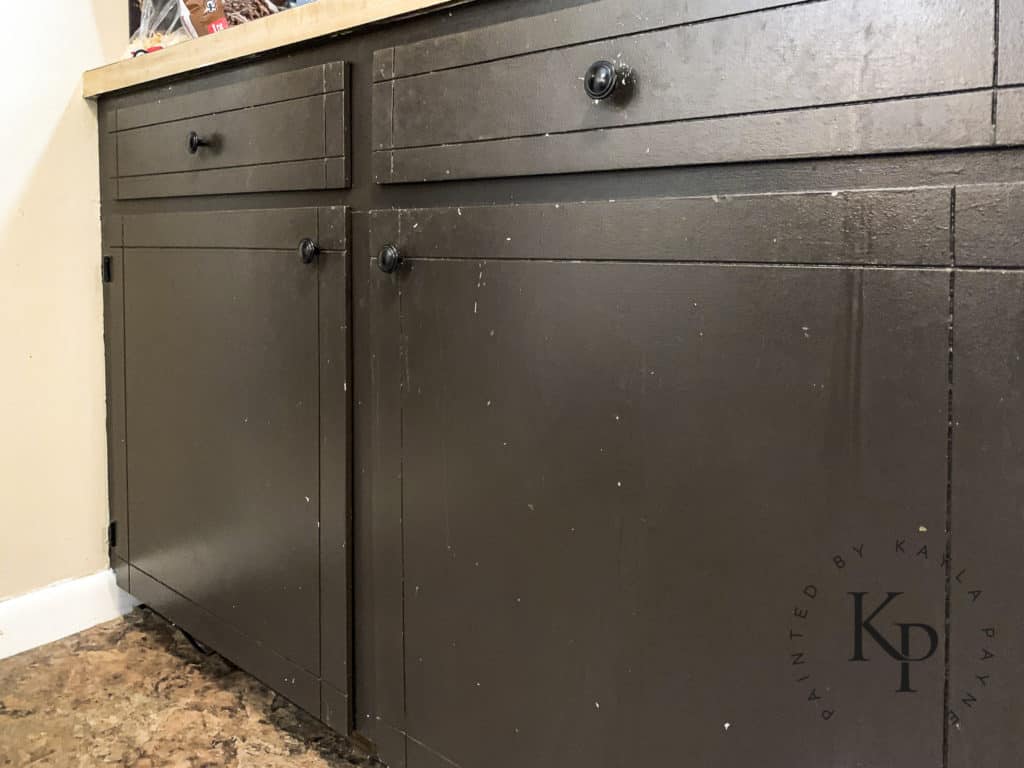 badly painted cabinets, ugly brown cabinet