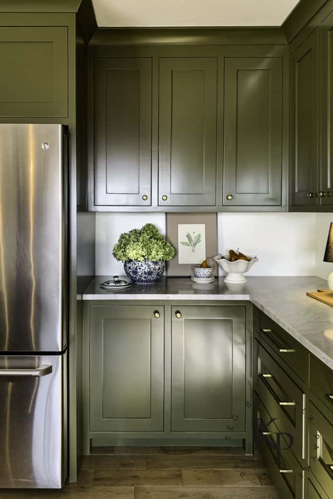 Dark green kitchen cabinets