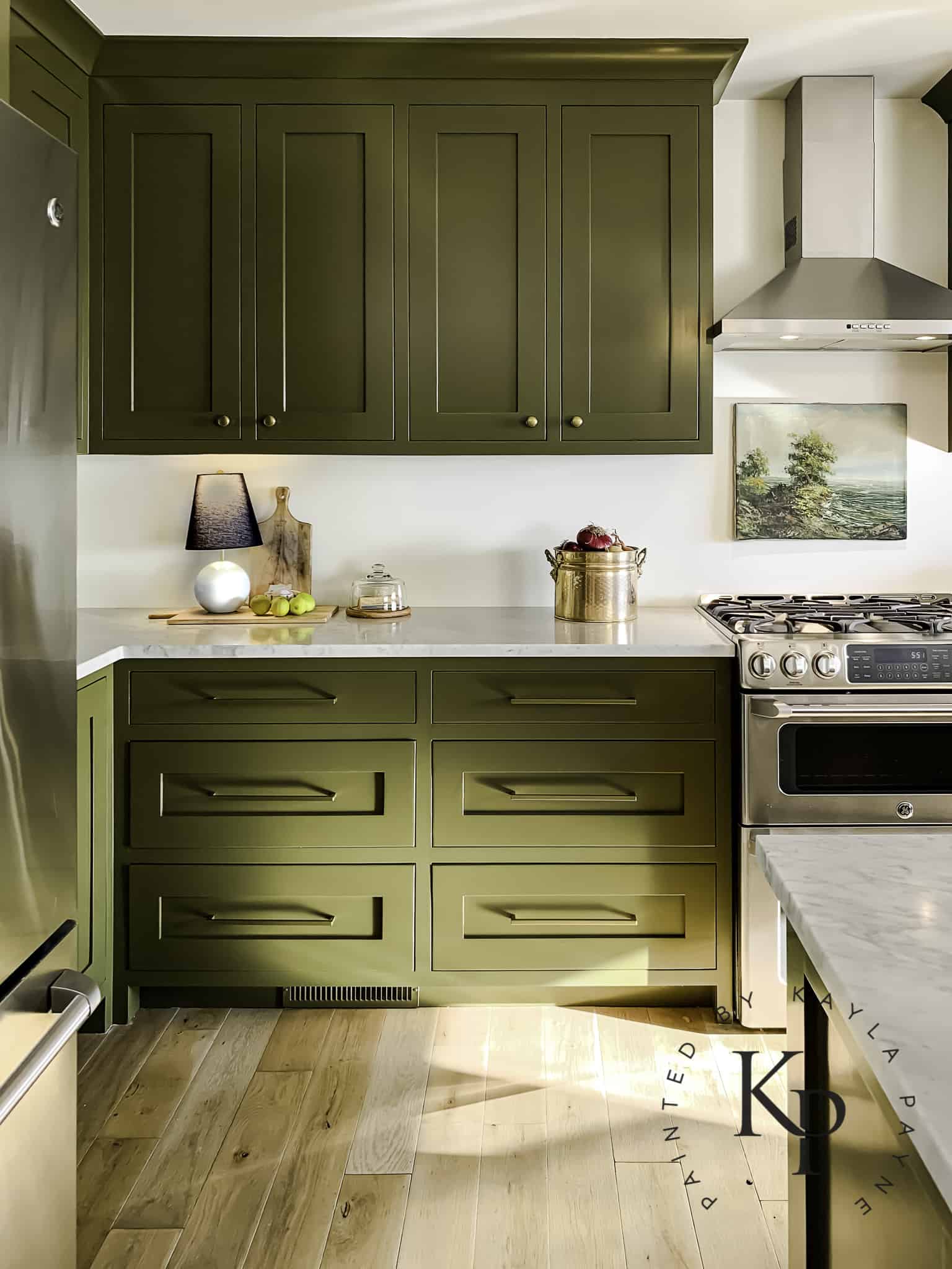  olive green kitchen cabinets 4 Painted by Kayla Payne