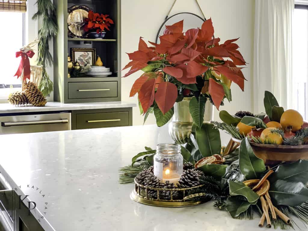 Kitchen island Christmas decor ideas