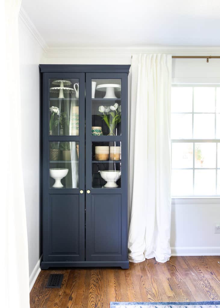 painting ikea cabinet in ben moore hale navy