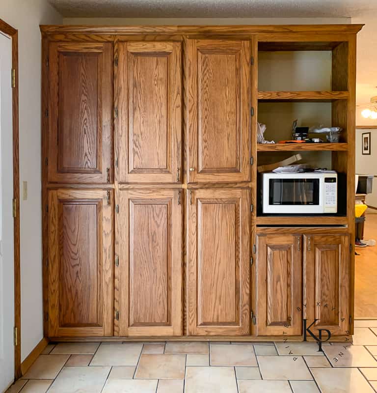 kitchen with large oak pantry