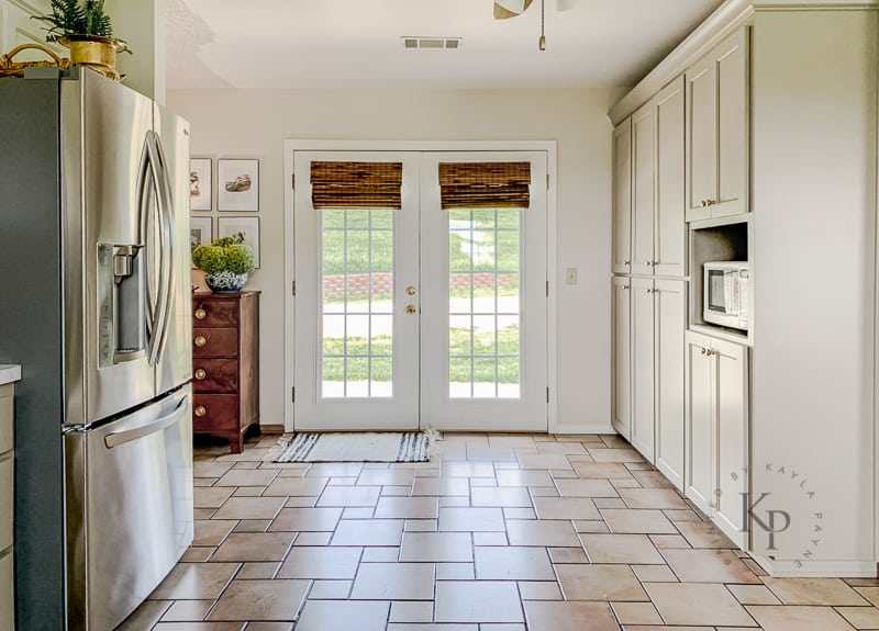 french doors with bamboo woven shades