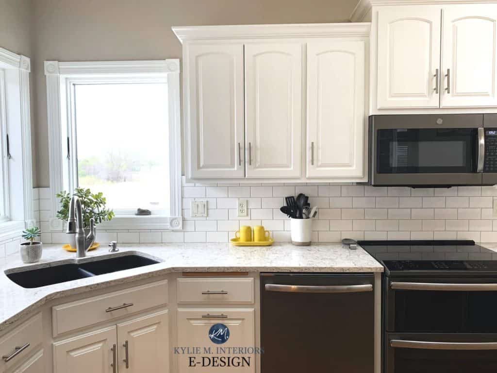 Kylie M Interiors painted kitchen in Sherwin Williams Alabaster white 