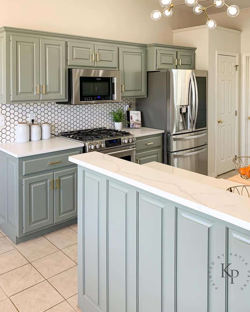 kitchen cabinets painted in sherwin williams evergreen fog
