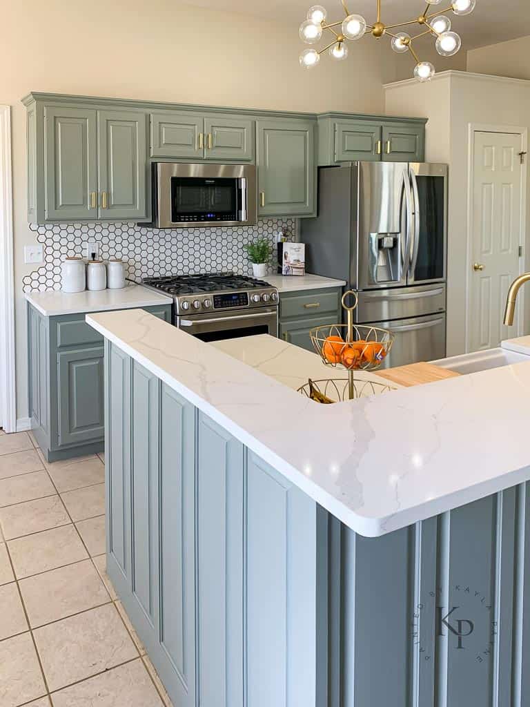 sherwin williams evergreen fog kitchen cabinets