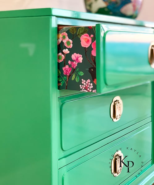 peel and stick wallpaper on dresser drawers