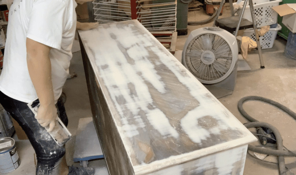 block sanding primer on furniture