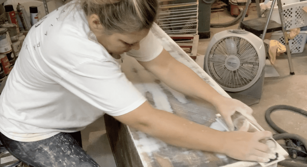 block sanding primer on furniture for gloss finish