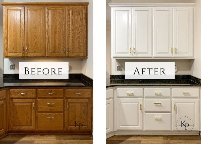 Painted Oak cabinets before and after